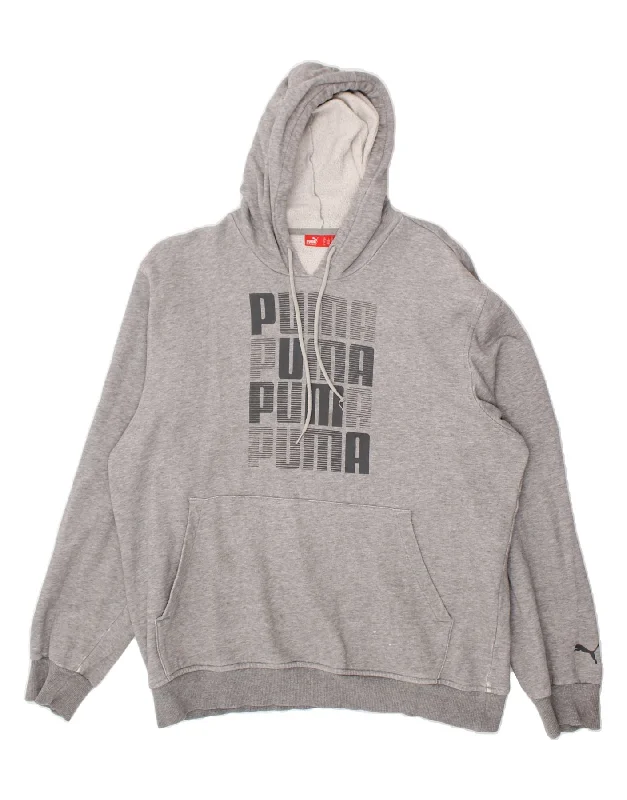 Unbeatable Prices PUMA Mens Graphic Hoodie Jumper Large Grey Cotton