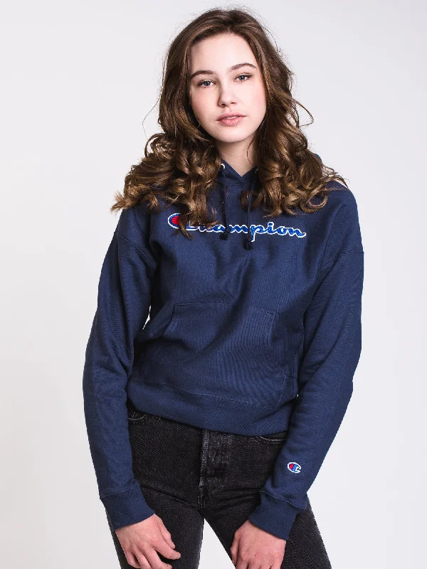 Low Prices WOMENS REV WEAVE PULLOVER HOODIE - INDIGO - CLEARANCE