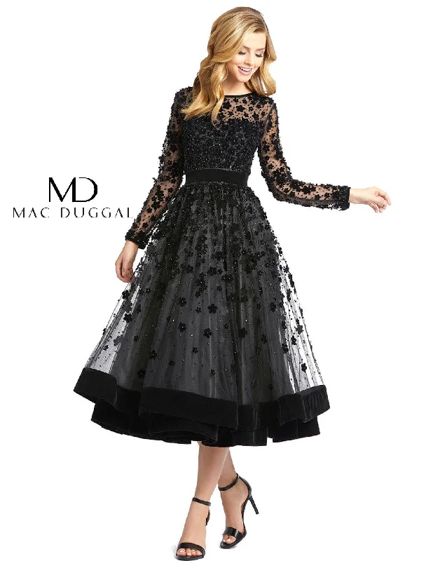 Take Advantage sophisticated dressMac Duggal Sheer Long Sleeve A Line Short Dress Sale