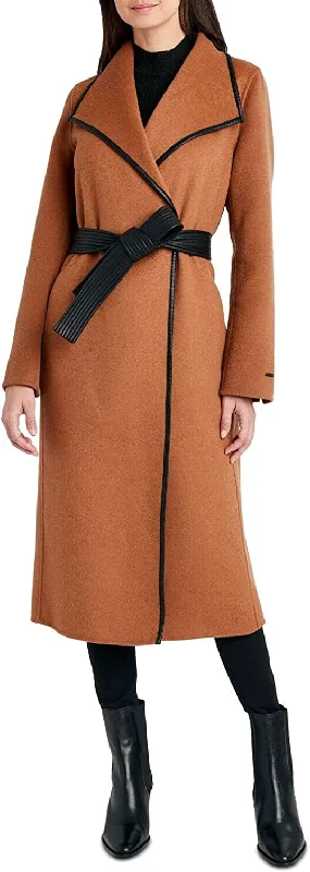 YEAR-End Sale fleece jacketTahari Women's Black Juliette Double Face Wool Belted Coat with Faux Leather Trim Caramel YEAR-End Sale fleece jacketTahari Women's Black Juliette Double Face Wool Belted Coat with Faux Leather Trim Caramel