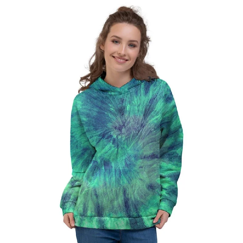 Huge Savings Spiral Green Tie Dye Women's Hoodie