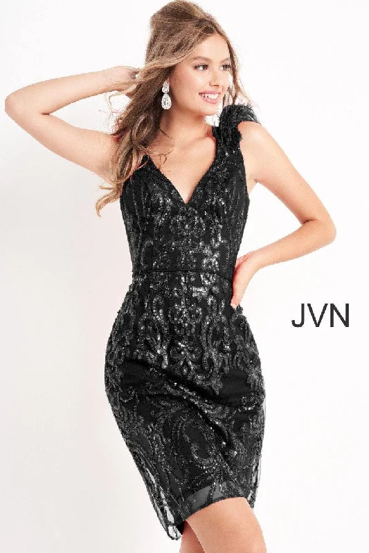 Closeout puff sleeve dressJovani 04760 Short Sleeveless Formal Cocktail Dress
