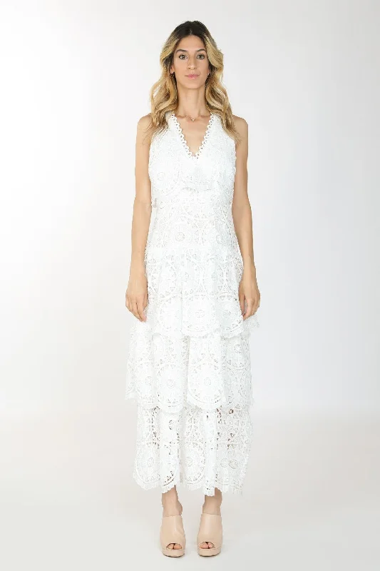 Limited Availability knit dressLong Sleeveless V Neck Lace Dress