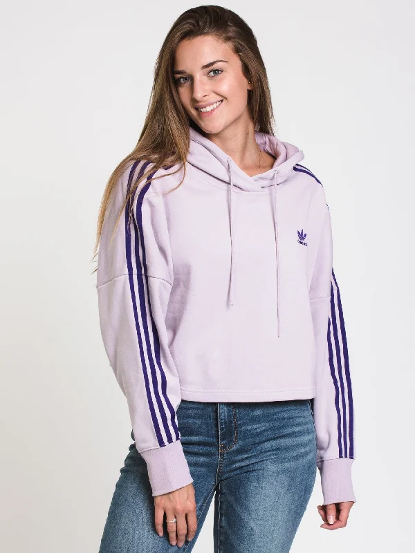 Blowout Sale ADIDAS 3 STRIPE CUT OFF CROP PULLOVER HOODIE  - CLEARANCE