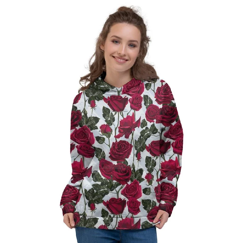 Price Blitz Red Rose Flower Print Women's Hoodie