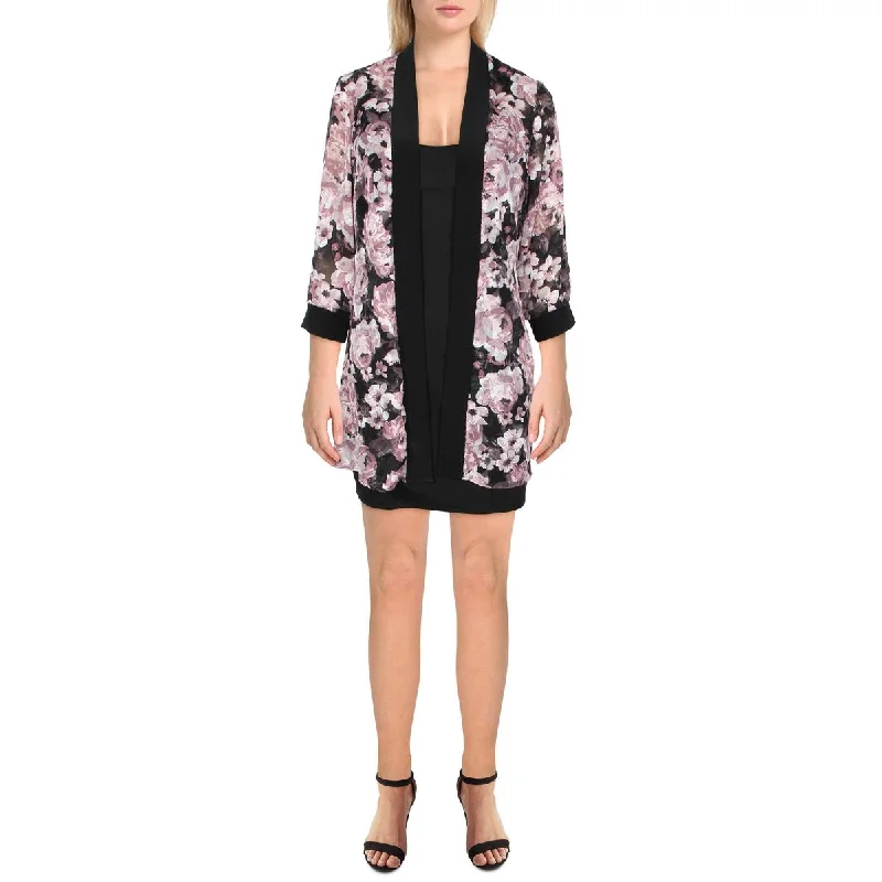 Savings Spectacular soft fleece jacketPetites Womens Chiffon Floral Duster Blazer