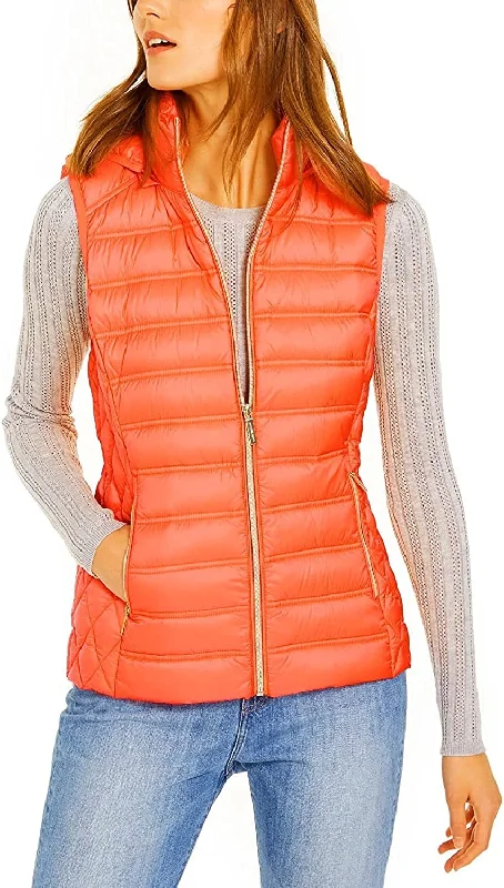 Unbeatable Prices casual leather jacketMichael Michael Kors Women's Orange Down Puffer Vest Jacket with Removable Hood Unbeatable Prices casual leather jacketMichael Michael Kors Women's Orange Down Puffer Vest Jacket with Removable Hood