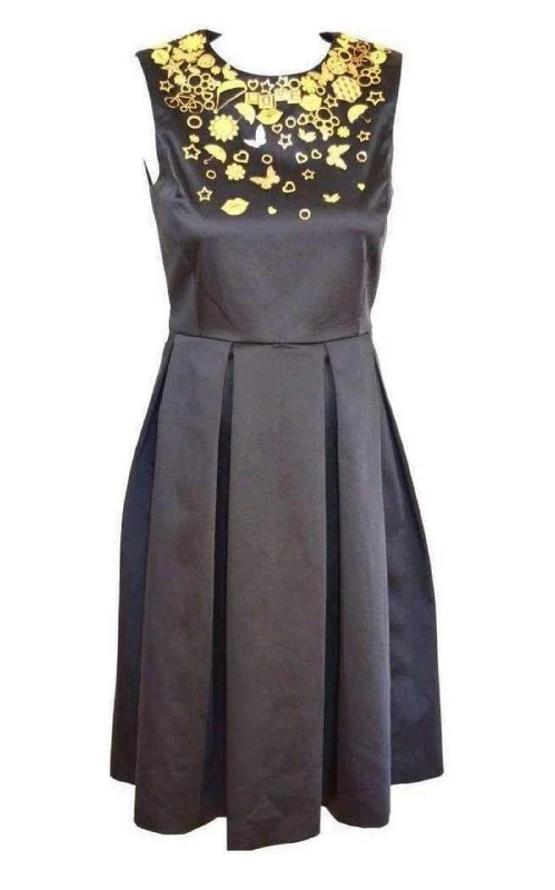 Don't Miss chic slip dressBlack Gold Embellished Details Dress