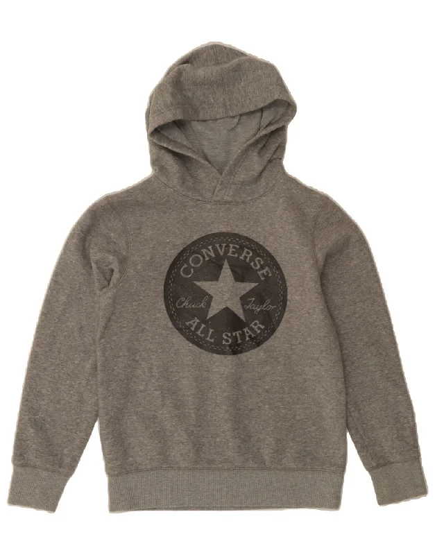 Extra Savings CONVERSE Girls Graphic Hoodie Jumper 10-11 Years Medium  Grey Cotton