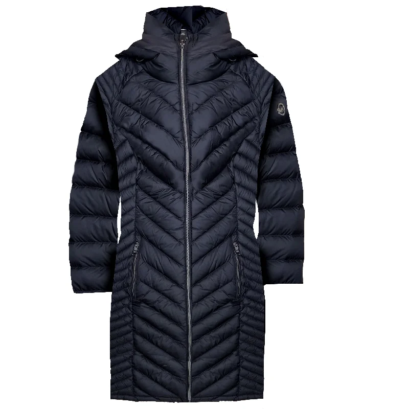 Midnight Madness casual coat jacketMichael Michael Kors Women's Black Chevron Double Layer Zipper 3/4 Hooded Packable Coat Midnight Madness casual coat jacketMichael Michael Kors Women's Black Chevron Double Layer Zipper 3/4 Hooded Packable Coat