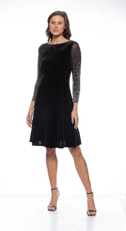 Seasonal Sale comfy maxi dressMarina Short Embellished Mesh Sleeve A Line Dress