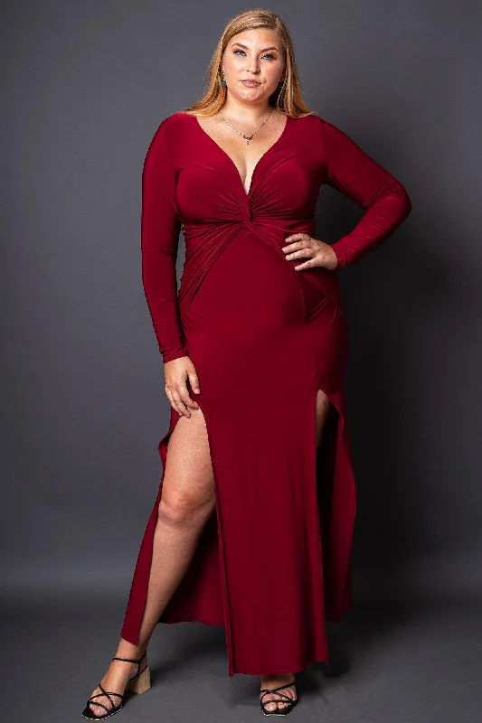 Today’s Deal formal dressVixen Burgundy High-Slit Maxi Dress