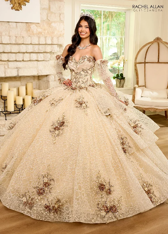 Massive Deals sleeveless dressRachel Allan RQ2191 Quinceanera Detachable Sleeve Long Ball Gown
