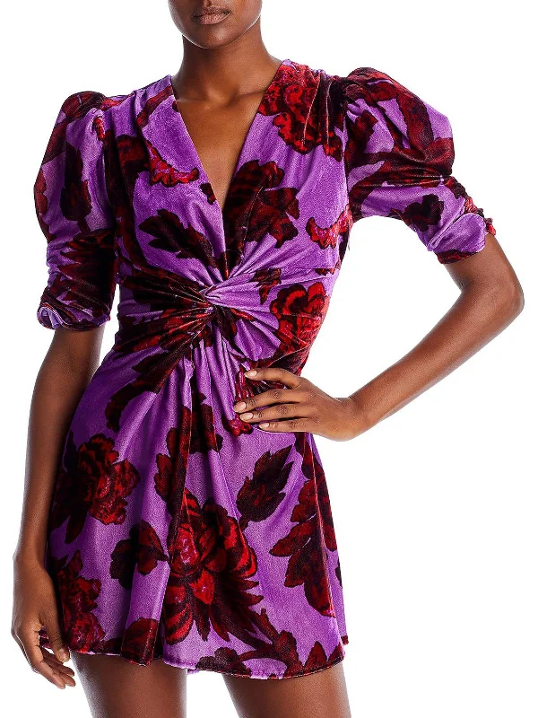 Savings Alert minimalistic dressLeanna Womens Velvet Short Mini Dress