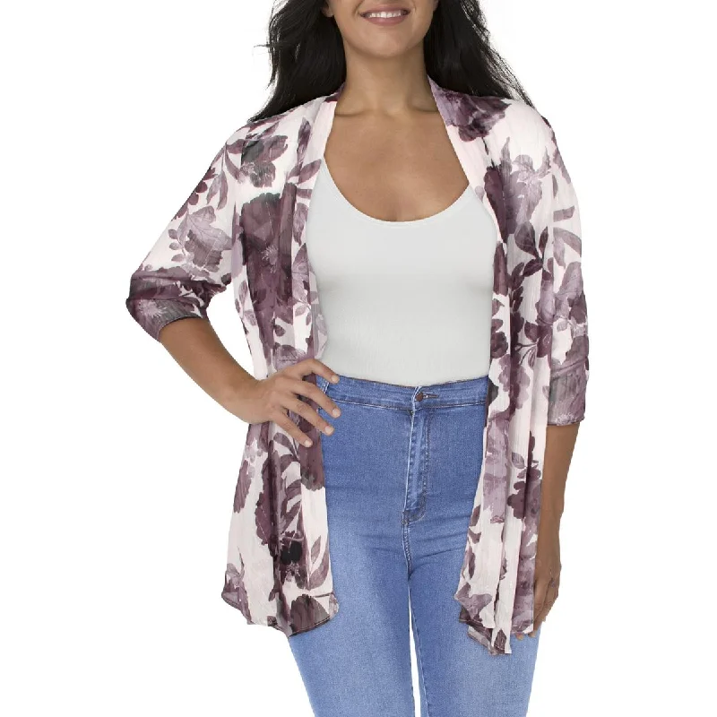 Limited Edition chic biker jacketPlus Womens Chiffon Metallic Duster Blazer