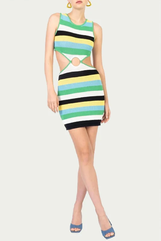 Weekend Special chic slip dressNickle Dress In Island Green Multi Stripe