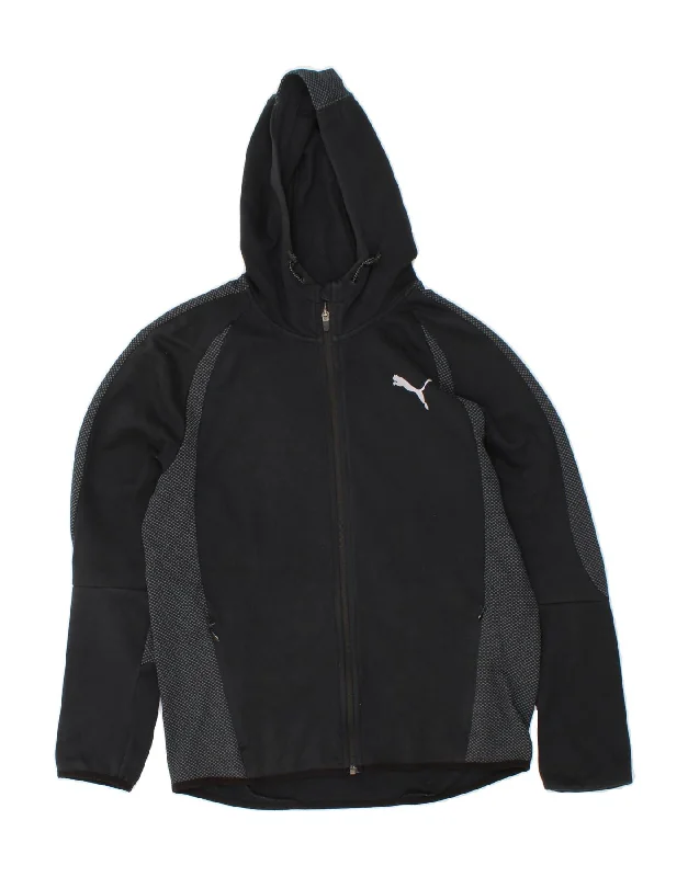 Discount Deals PUMA Mens Zip Hoodie Sweater Large Navy Blue Colourblock Cotton