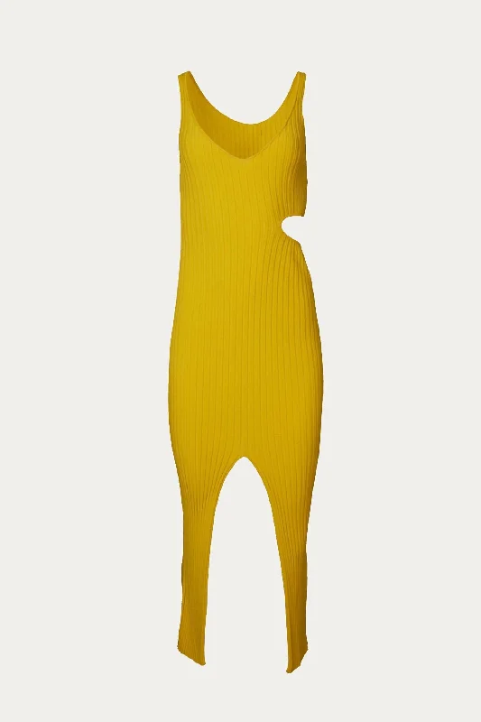 Friends and Family Sale tiered dressKnife Dress In Mustard
