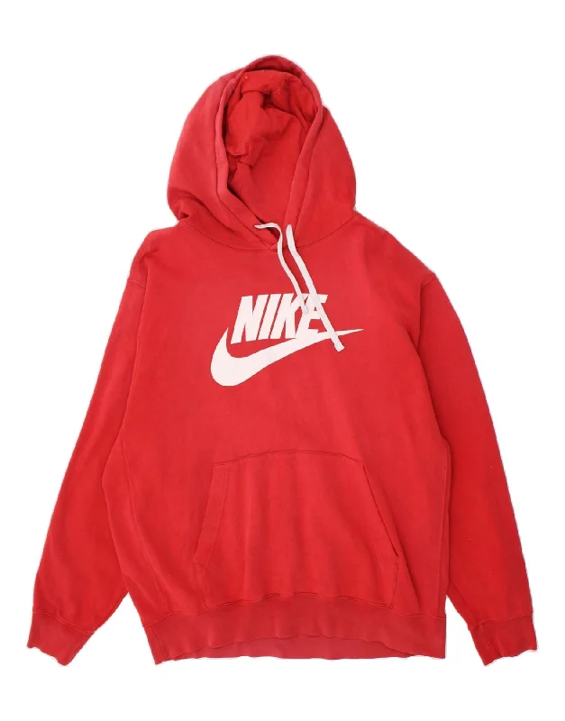 Stock Clearance NIKE Mens Graphic Hoodie Jumper Large Red Cotton