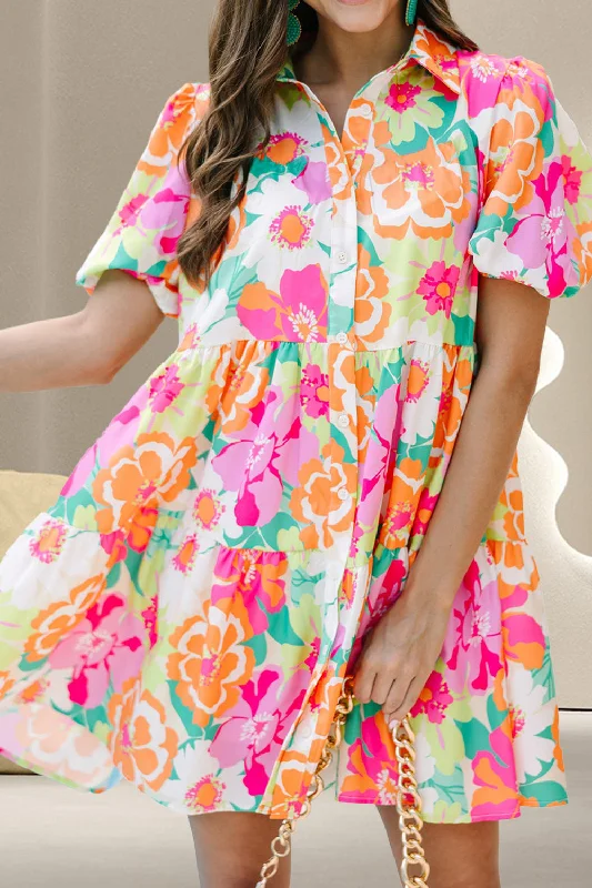 Quick Sale midi dressTiered Printed Short Sleeve Mini Dress