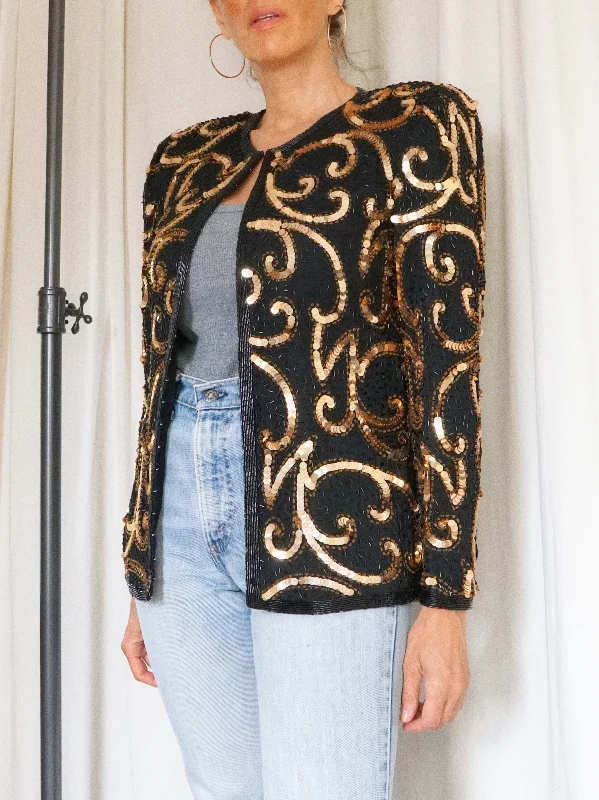 Price Rollback cold-weather jacketVintage Silk Golden Sequin Jacket