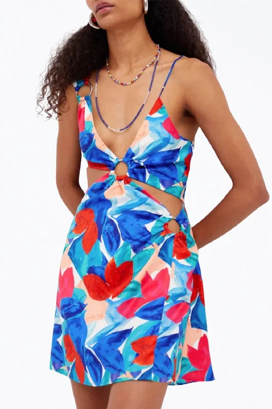 Early Access structured dressLorenza Cutout Satin Mini Dress In Blue