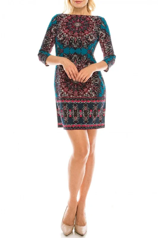 Unmissable Offer long-sleeve floral dressLondon Times Medallion Printed Short Dress