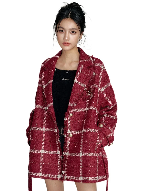 Today's Special cozy jacketOversized Woolen Checkered Coat