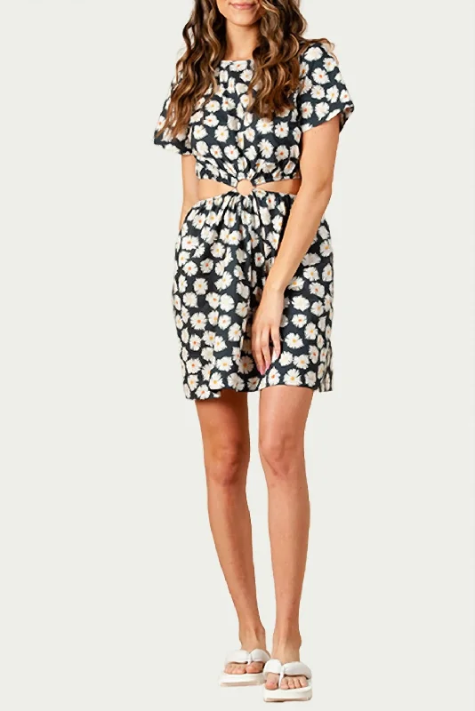 Final Sale romantic dressCarnation Cutout Cotton Mini Dress In Black Daisy