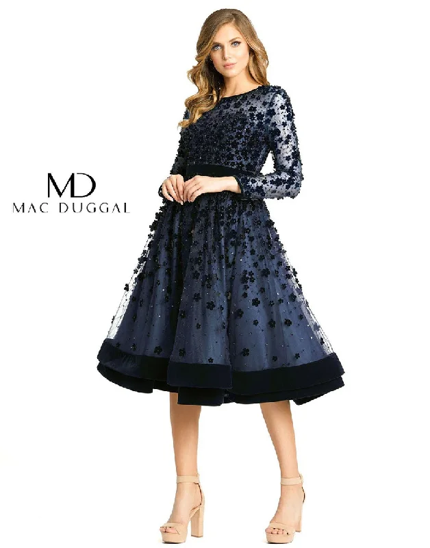 Deal Alert sleek midi dressMidnight 14 Mac Duggal Sheer Long Sleeve A Line Short Dress Sale