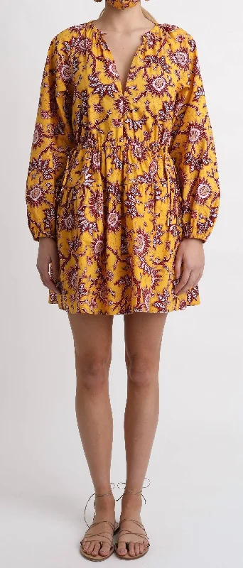 Year-End Sale long sleeve dressMyra Dress In Deep Yellow/beige