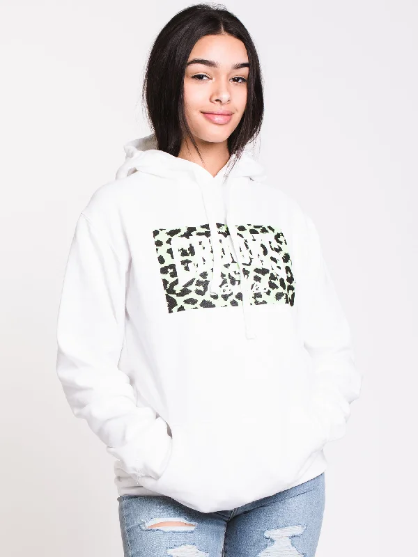 Final Markdown WOMENS CHEETAH VIBES BOX PULLOVER HOODIE - CLEARANCE