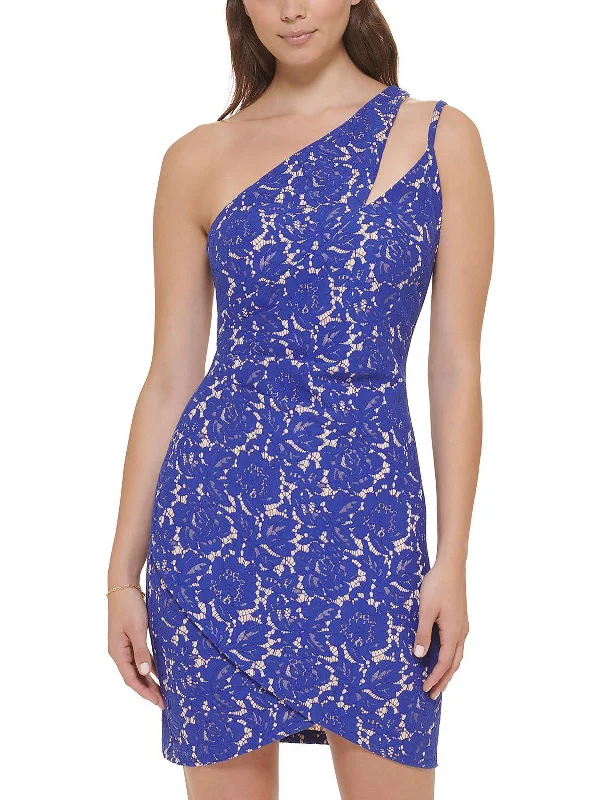 Clearance Sale relaxed fit dressWomens Lace Overlay One Shoulder Bodycon Dress