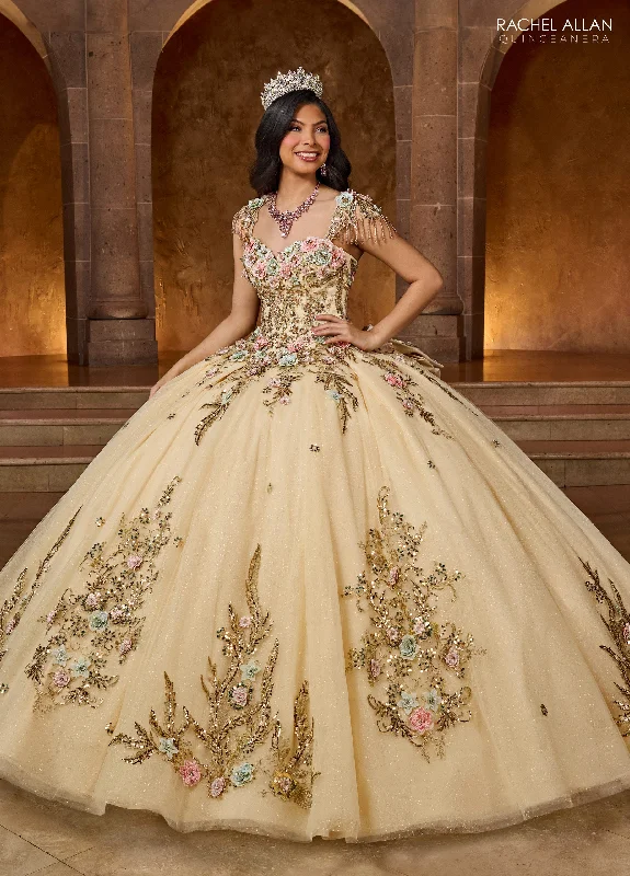 Act Now winter dressRachel Allan RQ3126 Long Quinceanera 3D Flowers Ball Gown
