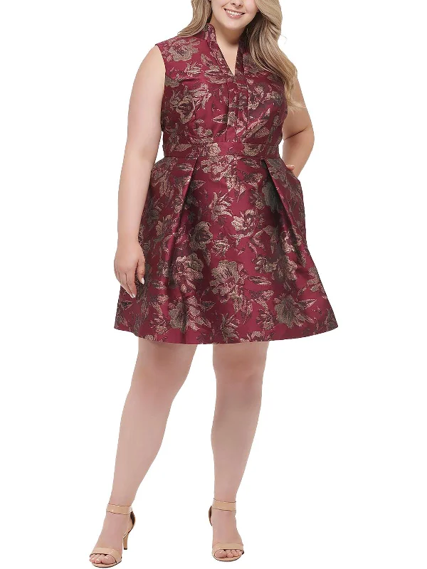Deal Dash cocktail party dressPlus Womens Metallic Knee Cocktail and Party Dress