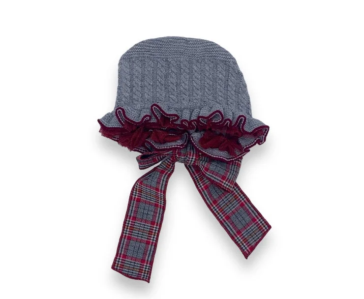 Final Clearance satin dressBurgundy and Gray Bonnet