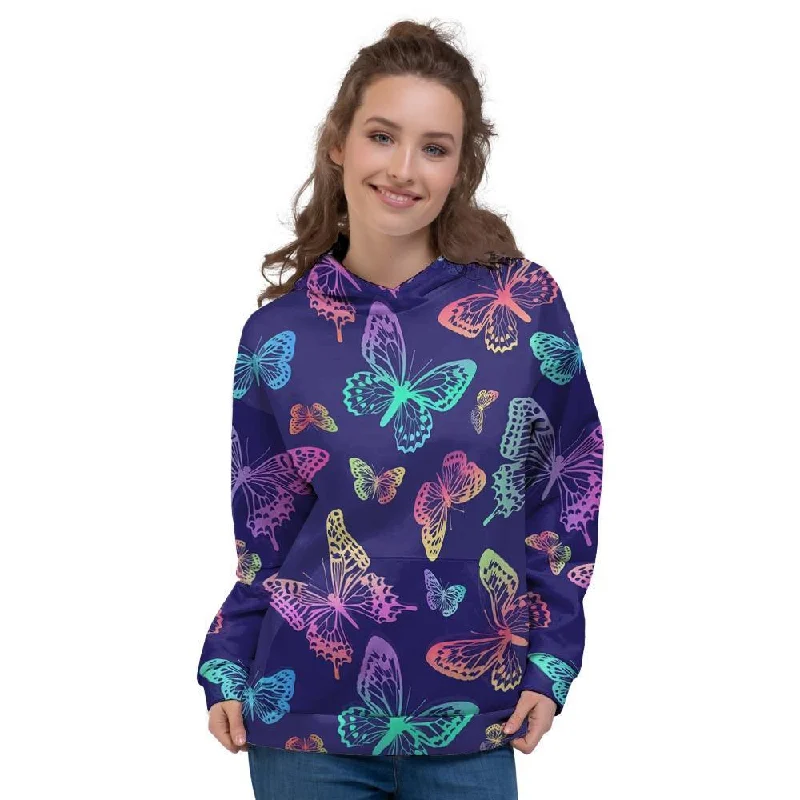 Price Buster Neon Butterfly Print Women's Hoodie