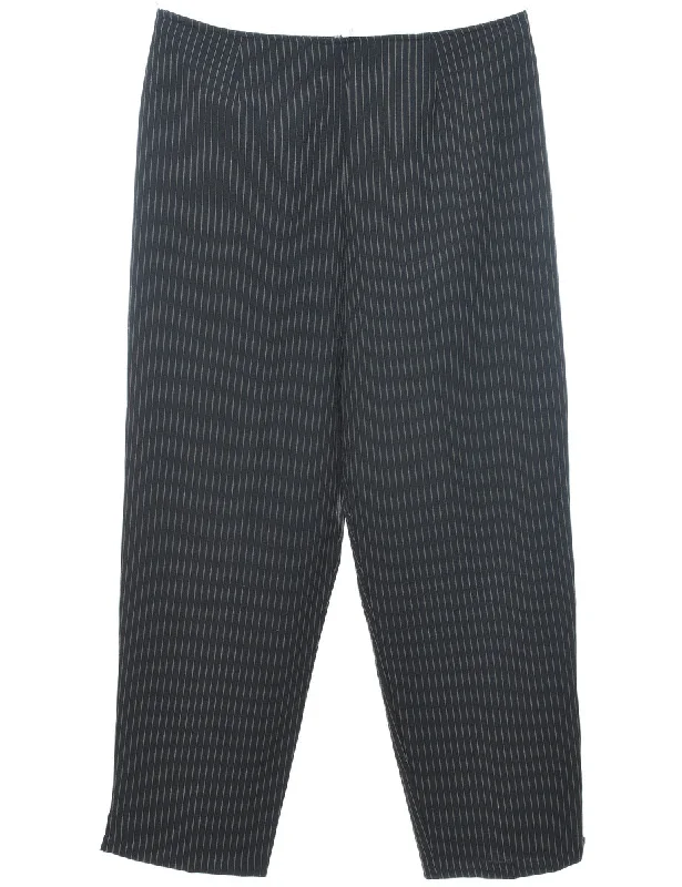 Overstock Sale chic biker jacketPinstriped Black Casual Trousers - W35 L29