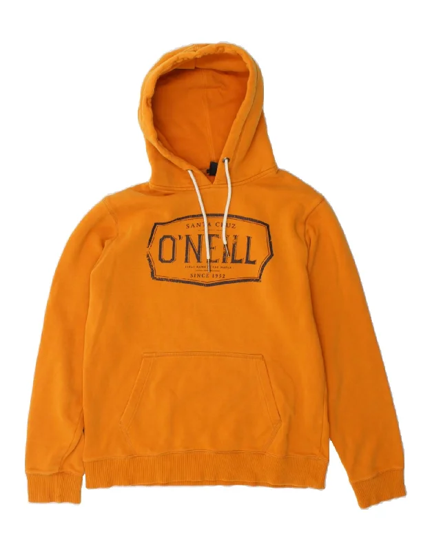 Weekend Flash Sale O'NEILL Mens Slim Fit Graphic Hoodie Jumper Medium Orange Cotton