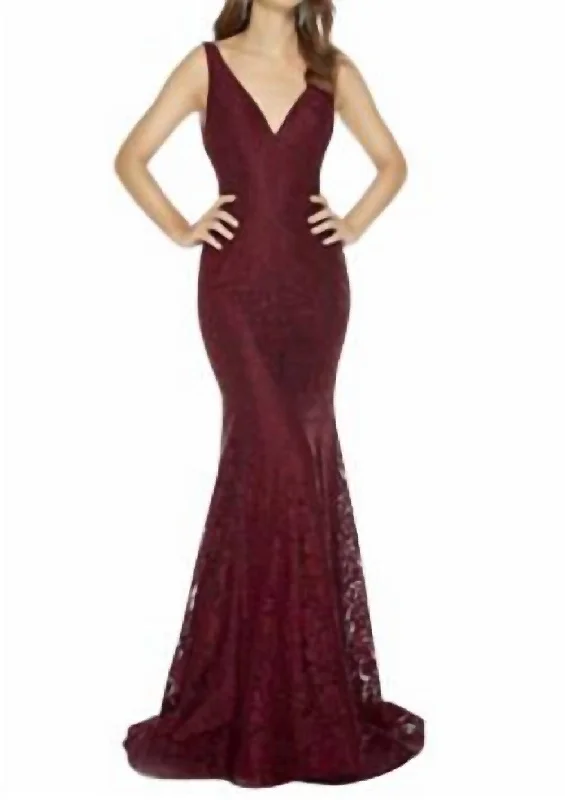 Great Deals romantic dressLace Mermaid Gown In Wine