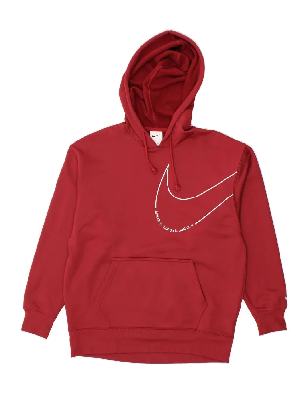 Discount Deals NIKE Mens Therma-Fit Graphic Hoodie Jumper XS Maroon Polyester