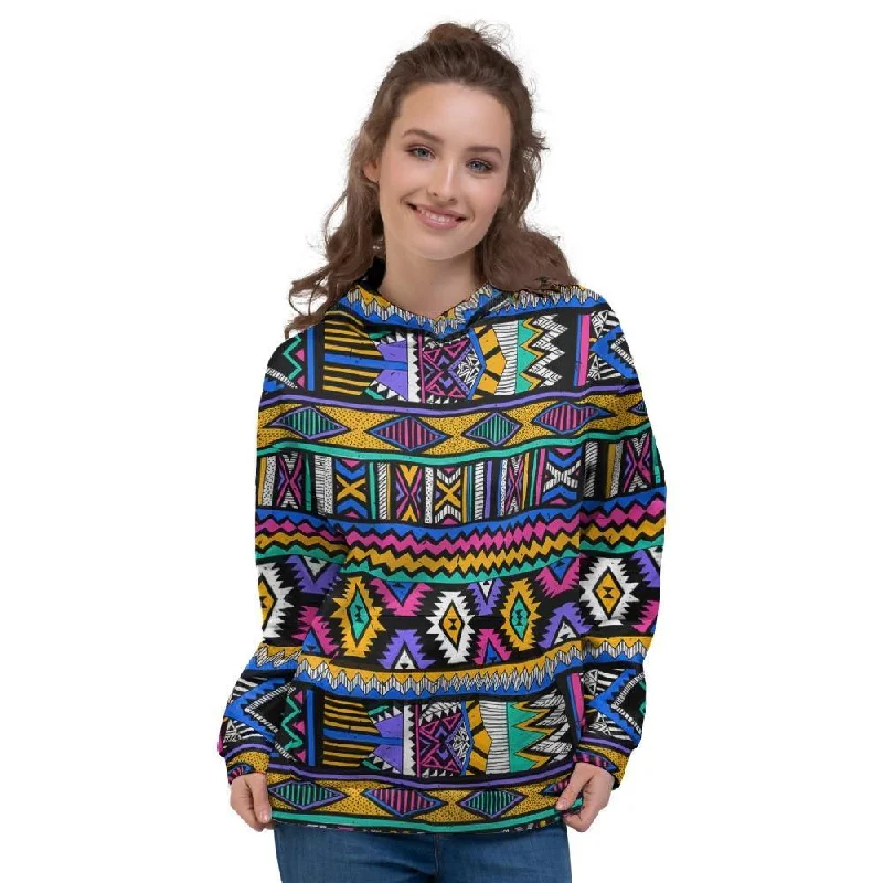 Final Sale Multicolor Native Aztec Doodle Element Women's Hoodie