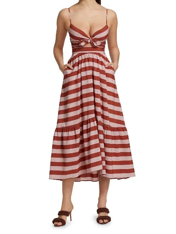 Unbeatable Prices off-the-shoulder dressLaurel Dress In Rust Lavender Stripe