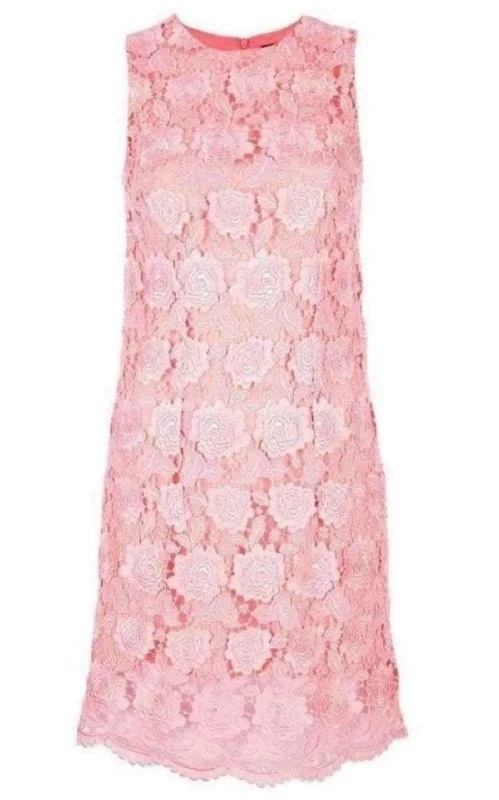 Limited Stock casual summer dressCoral Lace Overlay Dress