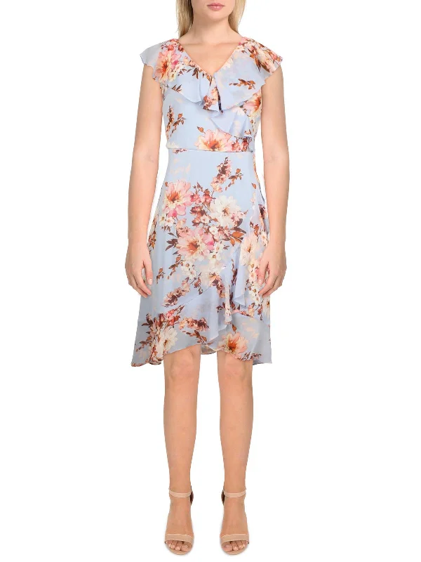 Clearance Sale party-ready dressPetites Womens V-Neck Knee Shift Dress