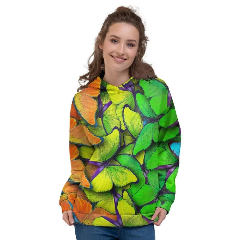 Super Deal Rainbow Butterfly Print Women's Hoodie