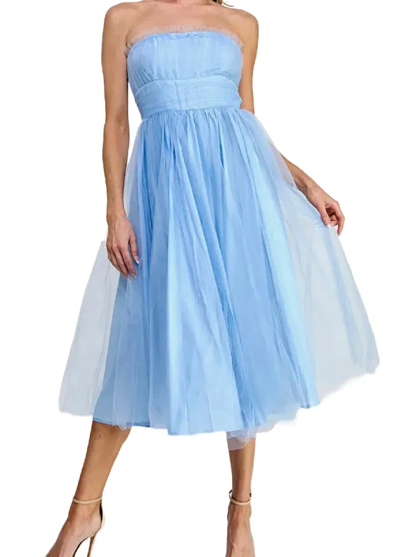 Act Now minimalistic dressLucienne Tulle Strapless Dress In Blue