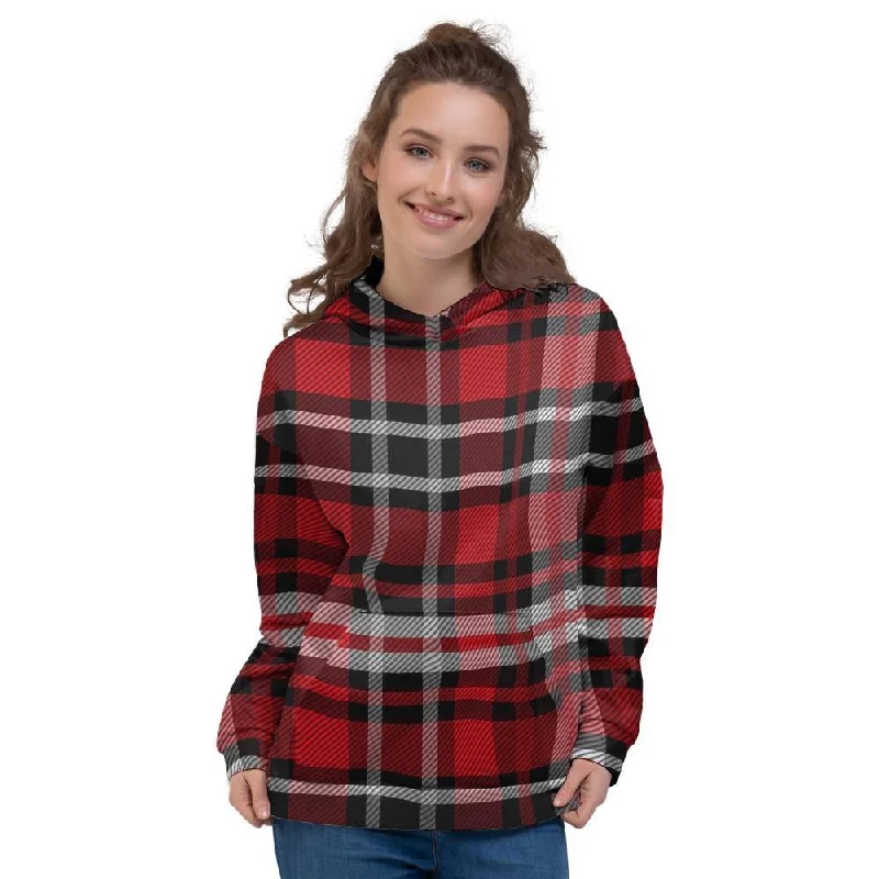 Bargain Prices Red Plaid Tartan Print Women's Hoodie