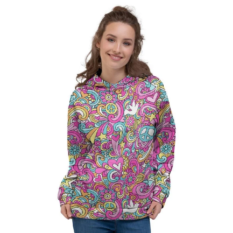 Stock Clearance Pink Hippie Psychedelic Women's Hoodie