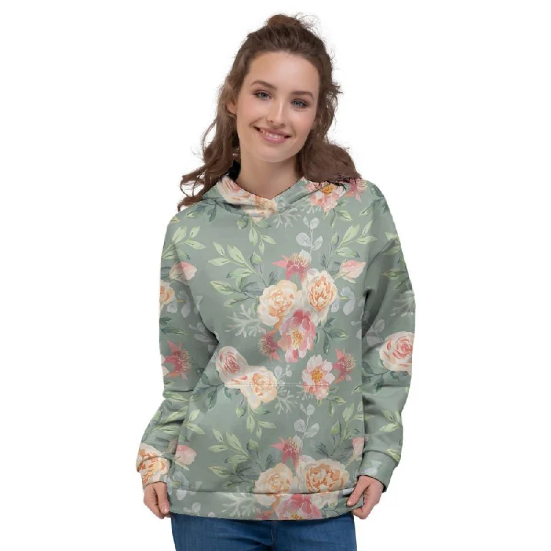 Amazing Deals Pink Rose And Peony Floral Women's Hoodie